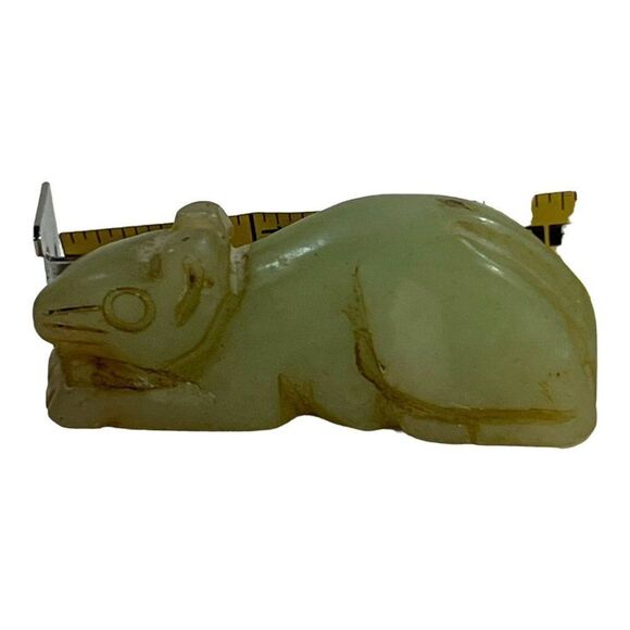 Old Mongolian Chinese year of rat in natural jade animal Figure Carving Mouse - Picture 7 of 7